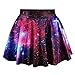 HelloTem Women Girls Digital Print Stretchy Flared Pleated Casual Mini Skirt