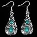 YAZILIND Vintage Green Round Teardrop Embossed Dangle Drop Hook Earrings