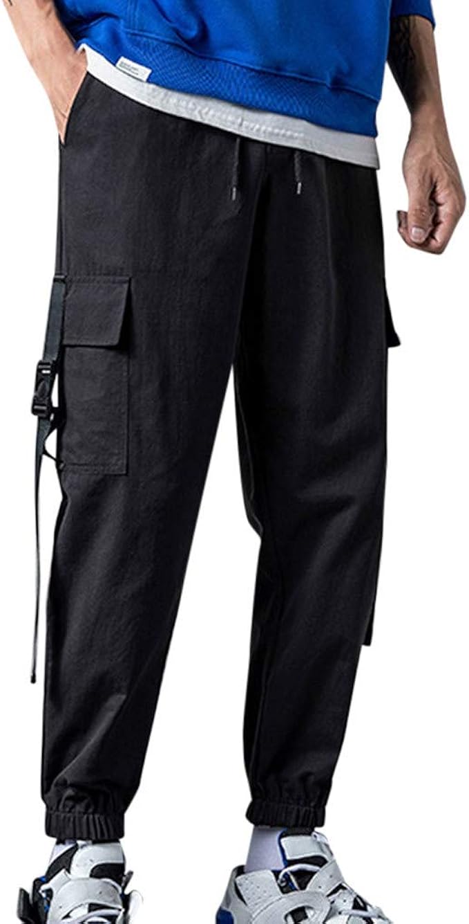 Amazon カーゴパンツ メンズ Boybya Ins風 若者 日韓風 パッチワーク タイリボン バーサタイル ゆったり 裾上げ 9分丈 カジュアルパンツ スリムフィット 調整紐付 オシャレ 快適 旅行 ストリートトレンド ファッション おおきいサイズ 春秋バージョン Xxxl ブラック