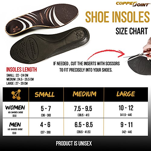 CopperJoint Orthotics Insoles - Copper Infused Shoe Inserts for Women and Men - Best for Plantar Fasciitis, Foot Support, Improved Balance - Large - Pair