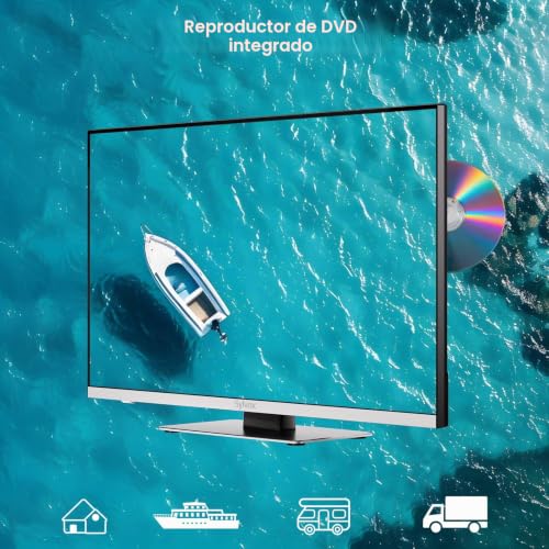 SYLVOX Smart Camping Travel TV 22 Inch TV 12V with Android 11 Built-in DVD Player Triple Tuner Bluetooth for Motorhome Truck Caravan HGVS Boats
