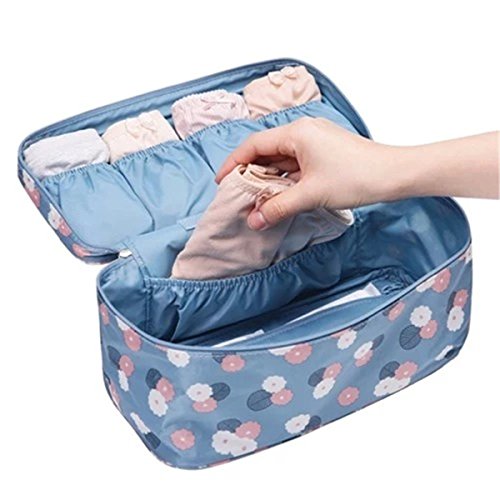 Portable Multifunction Waterproof Travel Pouch Toiletry Bag Case Wash Organizer Packing Cubes Travel Case Underwear Storage Boxes Bra Organizer Socks Bag (Wine Red Daisies Flower)