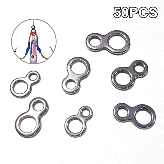 hengguang 50Pcs Fishing Split Ring Fishing Tackle 8 Shape