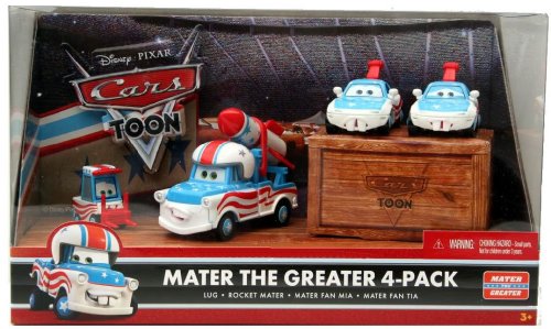 Disney / Pixar CARS TOON 155 Die Cast Car Mater The Greater 4Pack Lug, Rocket...