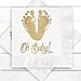 Oh Baby Feet Beverage Cocktail Napkins/Set Of 25 White Paper Napkins With Gold Foil Baby Feet Imprint