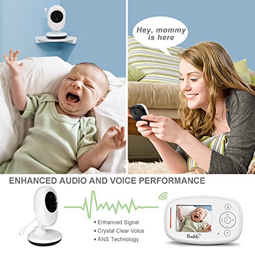 Bable Baby Monitor X1-Plus with Delay-Free Technology, 2.4GHz Baby Monitor with Camera, Infrared Night Vision, Two Way Talk, Temperature Monitoring, Lullabies, Projection and Corner Shelf - Thumbnail 4