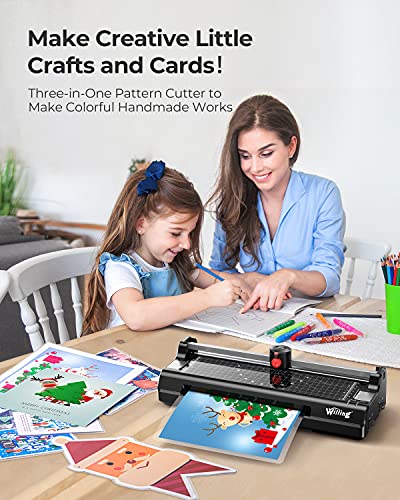 13 inches Laminator, Willing 4 in 1 Thermal Laminator, 2 Roller System, Includes 20 Laminating Pouches, Paper Trimmer, Corner Rounder (Hot&Cold).