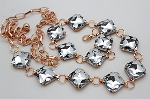 TFJ Women Fashion Belt Gold Metal Chain Hip High Waist Big Silver Beads S M L