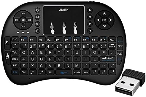 JIAEN 2.4GHz Wireless Mini Keyboard with Touchpad Mouse Combo Multi-media Portable Handheld Android TV Box Keyboard for PC,PAD,Raspberry Pi 2 3,XBMC,Mac OS Linux,HTPC,IPTV,Google,XBox 360 (Black01)