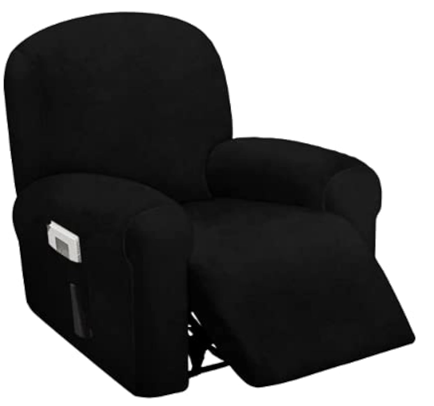 Photo 1 of ULTICOR 4-Piece, 1 Seat Recliner Cover, Velvet Stretch Reclining Chair Covers for 1 Cushion Reclining Sofa, Single Seat Recliner Couch Cover, Thick, Very Soft, Machine Washable (Black)