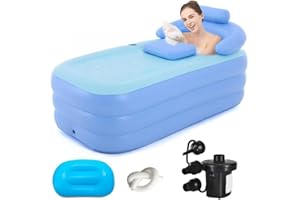 Inflatable Bathtub Adults with Air Pump and Bath Pillow Foldable Portable Bathtub Adults Freestanding Blow Up Tub for Shower 