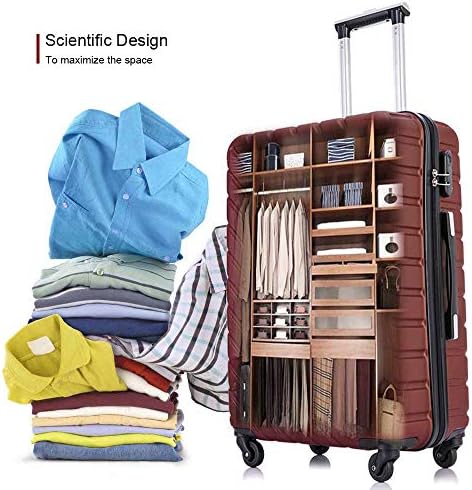 Apelila 4 Piece Hardshell Luggage Sets,Travel Suitcase,Carry On Luggage with Spinner Wheels Free Cover&Hanger Inside (Wine) 5 Apelila 4 Piece Hardshell Luggage Sets,Travel Suitcase,Carry On Luggage with Spinner Wheels Free Cover&Hanger Inside (Wine)