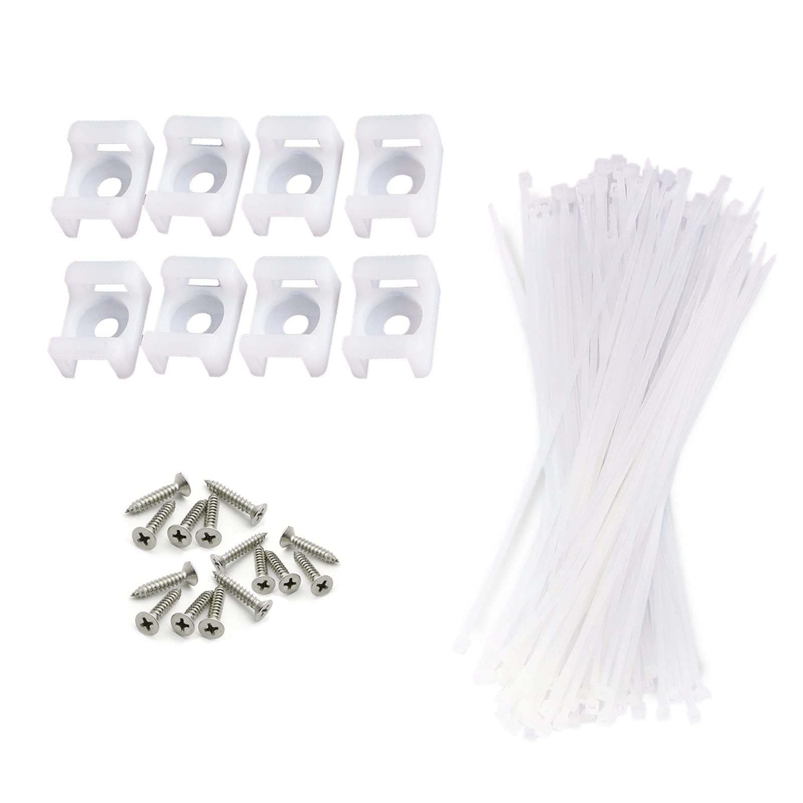 YIOVVOM 100 Pack Cable Tie Mount With Screw,100 Pack Saddle Type Zip Ties Holder, High Strength, Black Zip Tie Bases For Wire Management,Electronic Cord Organizer Clip (Large, White)