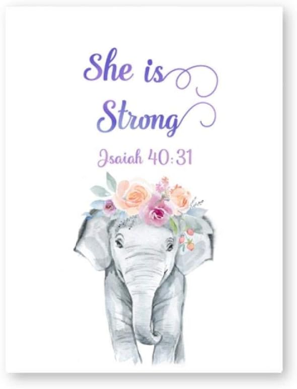 UDIYXC Baby Girl Bible Verse Quote Prints Wall Art Safari Animals