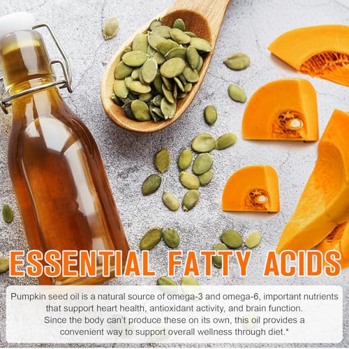 300PCS Pumpkins Seed Oil Capsules,Pumpkin&Seed Oil 2 in 1 for Hair Growth, Cold Pressed, Supports Hair, Heart, Skin Supplement,Pumpkins Seed Extract Powder,PumpkinSeed Herbal Supplement