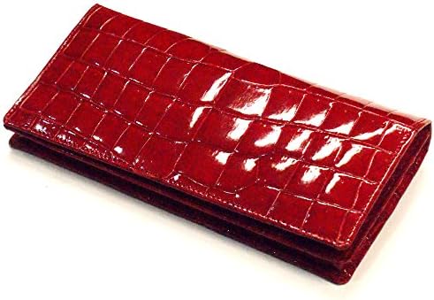 Crg1075 2red 長財布 財布 サイフ メンズ財布 レディース財布 クロコダイル 鰐革 ワニ革 本革 レザー 無双仕様 通しまち 小銭入れなし グレージング仕上げ 艶 レッド 2