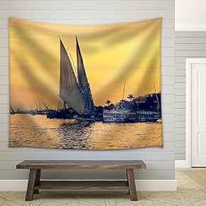 Sunset on Nile River - Fabric Wall Tapestry Home Decor - 51x60 inches