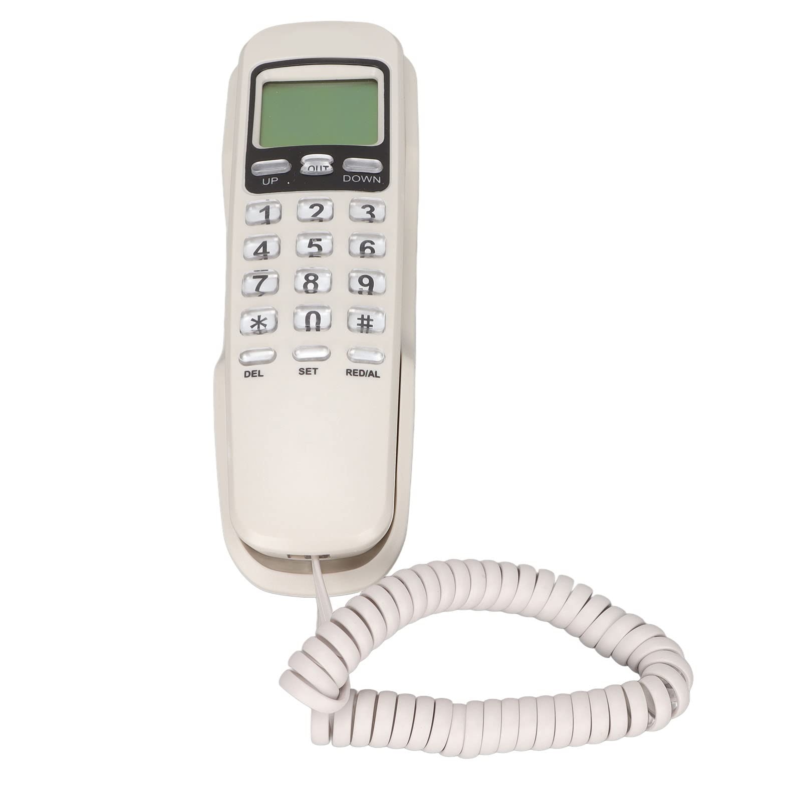 Elprico Corded Landline Telephone, Wired Home Office Phone with LCD Display, Redial Function, White