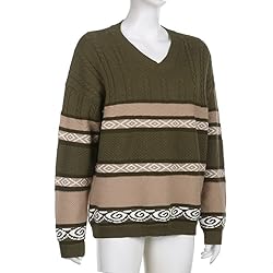 Striped Sweater Women Y2k Patchwork Vintage Casual