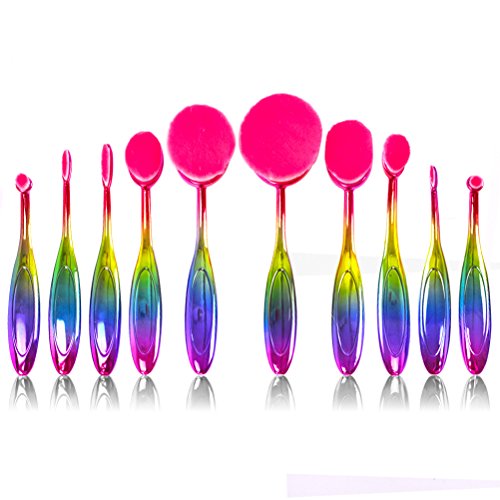 UPC 709812518238, ASIMOON Professional Makeup Brushes Set 10pcs Soft Oval Toothbrush Shaped Makeup Brush Powder Blush Foundation Concealer Brow Brush Cosmetics Tool (Rainbow Color)