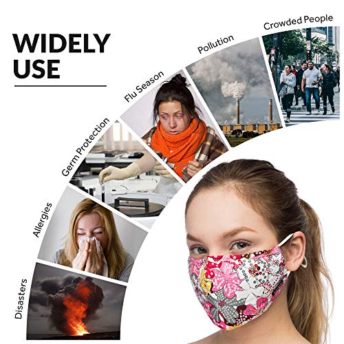 Anti Dust Face Mouth Cover Mask Respirator - Dustproof Anti-bacterial Washable - Reusable masks Respirator Comfy - Cotton Germ Protective Breath Healthy Safety Warm Windproof Mask(MIX Pink)