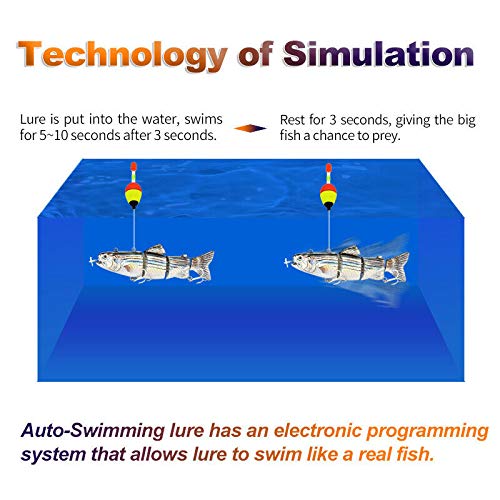jtxqy USB wiederaufladbare Angelköder, elektrische Angelköder Wobbler 4-Segment Swimbait USB wiederaufladbare künstliche… – Bild 4