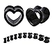 BodyJ4You 4PC Ear Plugs Heart Tunnels Glossy Black White Acrylic 2G Double Flare Expanders