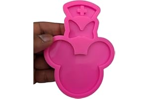 DIY STENCIL Mouse Head with Bow Mold,Nurse Hat Mold Keychain Silicone Mold with Hole for DIY Trinket Fondant Mold Pendant Candy Cupcake Cake Decoration Luggage Tag Pudding Earrings Jelly Shots Desserts Crystal