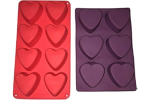 2 Silicone Heart Soap Molds –Valentines Day Holiday Hearts Shaped – Homemade Soaps Cake Bath Bombs – DIY Baked Party Gifts Supplies - Random Colors Baking Bundle by Jolly Jon