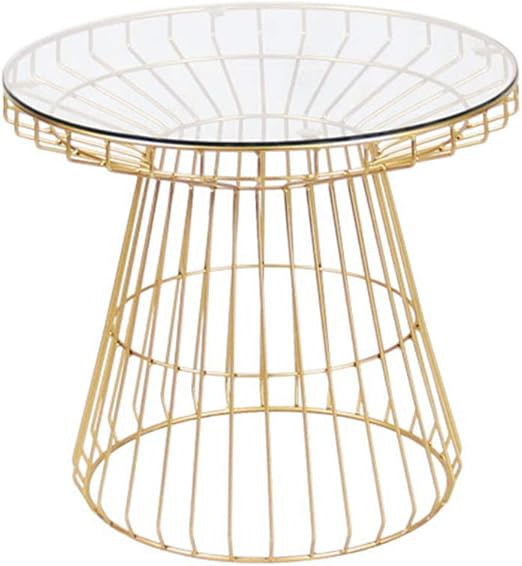 Dxjni Golden Wrought Iron Coffee Table Transparent Tempered