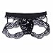 FEESHOW Men's Lace Thongs G String Bikini Sissy Pouch Underwear Lingerie with Garter