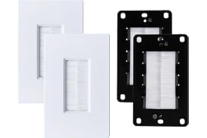 BEST MOUNTS 2 Pack Screw less Brush wall plate cable pass through with Brackets - In Wall Cable Management kit - Snap-on Single Gang Wall Cover Plate for Low Voltage Cables - TV Cord Hider for Wall Mounted TV