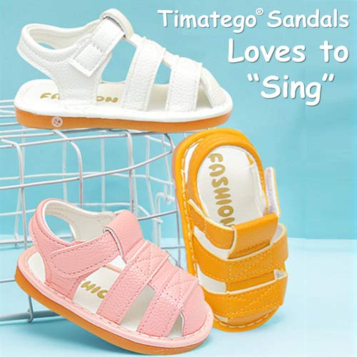 Toddler Baby Boys Girls Suqeaky Shoes Soft Sole Non Skid First Walker Infant Crib Summer Sandals for Baby Boys Girls, 3 Toddler, 01 Pink Baby Squeaky Sandals