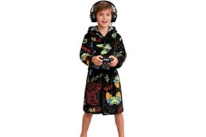 SRVNFBKT Boys Girls Robe Soft Fleece Hooded Bathrobe for Kids