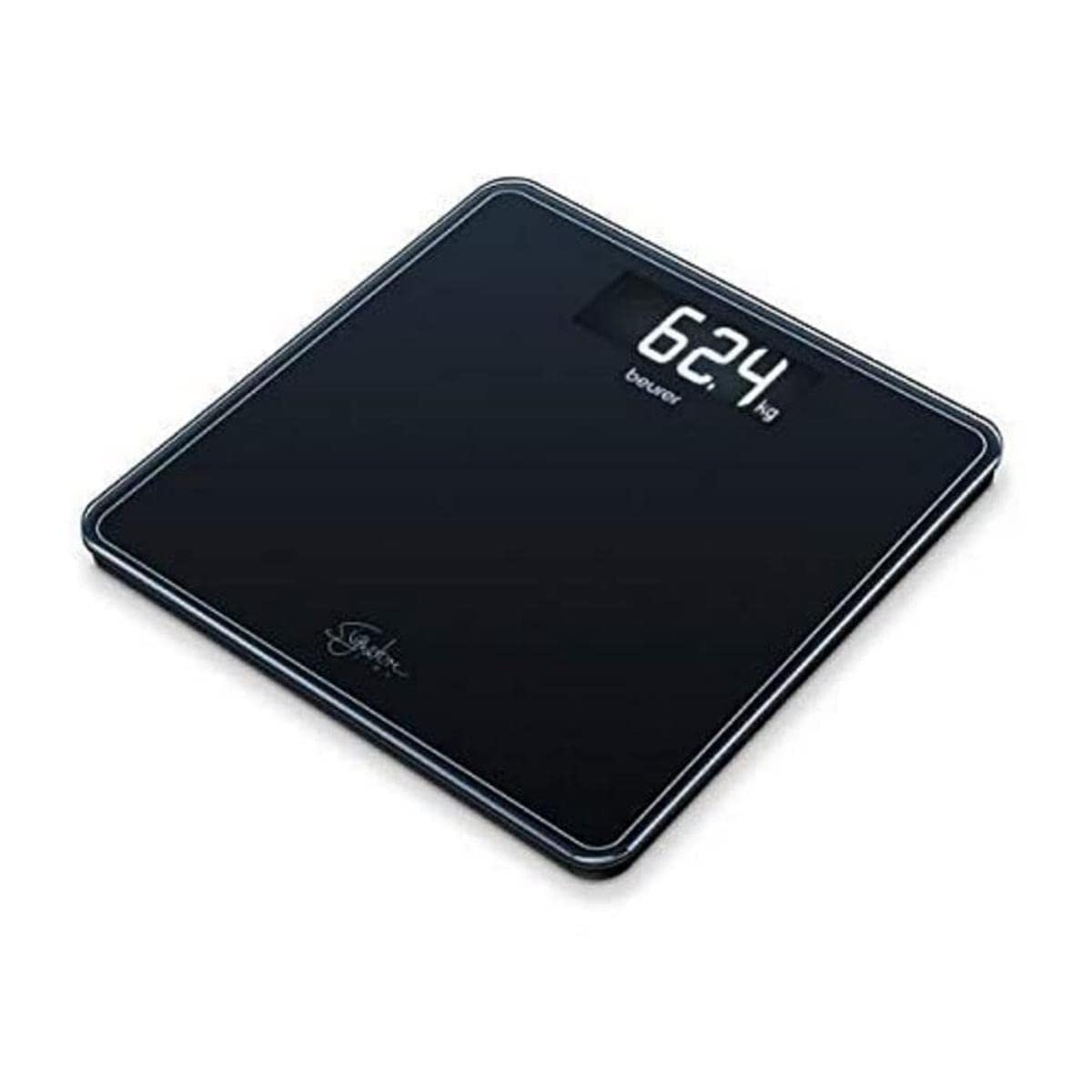Beurer GS400 Signature Line Glass Bathroom Scale - Black | Larger standing area | Made from safety glass for a robust and stylish finish | XL digital display | 200kg weight capacity