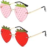 BAWUYI Cute Strawberry Shape Sunglasses for Women Men Girls Boys Party Prom Accessories Halloween Christmas Costumes Glasses (Red+Pink)