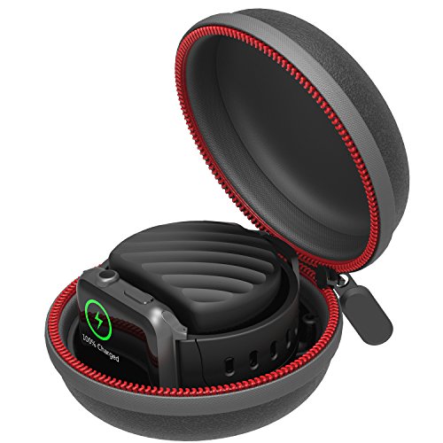 Moretek for Apple Watch Portable Charging Holder Dock,Charger Cases and Sport Hard Protective Portable Carry Travel Case for Apple Watch Charger Series 1 2 3 Smart Fitness Accessory(Black)