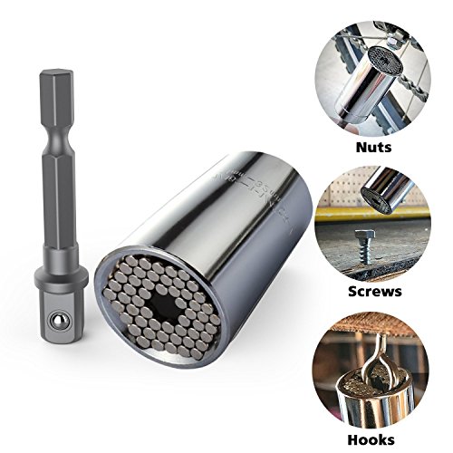 Universal Socket, EvZ Professional 11-32mm Multi-Function Ratchet Wrench Grip Power Drill Adapter Tools DIY Gift for Men Him Husband Dad Father Handyman Women