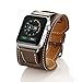 Valkit Bands Compatible with Apple Watch Band 38mm 40mm 42mm 44mm, Genuine Leather Strap Replacement Wristband with Metal Adapter Clasp for Men Women iWatch Series SE 6 5 4 3 2 1, Cuff - Brownness