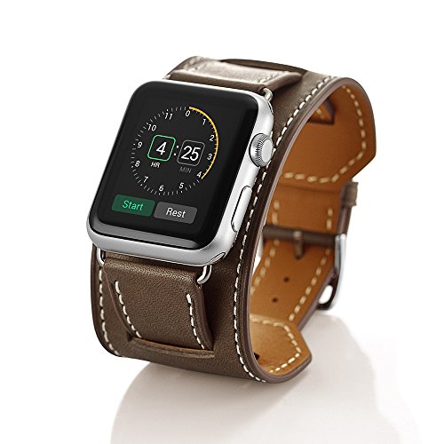 LoveBlue for Series 3/Series 2/Series 1 Apple Watch Band, Buckle Cuff Strap Apple Watch Leather Band, Genuine Leather Band Bracelet Wrist Watch Band with Adapter for Apple Iwatch (38mm, Cuff Coffee)