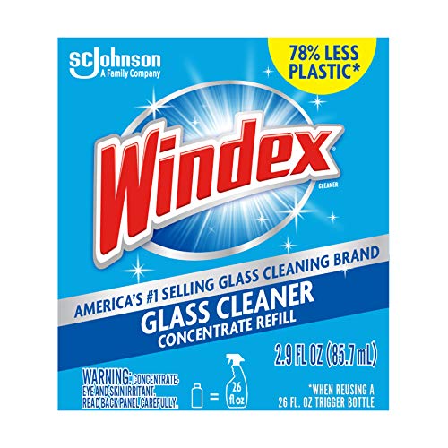 Windex Glass Cleaner Concentrate Starter Pack, Reusable Trigger Bottle and Two 2.9 Ounce