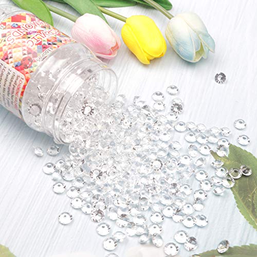 Meching Acrylic Diamonds Crystals 11OZ(1100 PCS) Bottle Round Diamond Crystals Treasure Gems for Table Scatters, Vase Fillers, Event, Wedding, Birthday Decoration Favor, Arts & Crafts (Clear) - Thumbnail 2