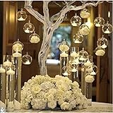 LANLONG 80MM Hanging Tealight Holder Glass Globes Terrarium Wedding Candle Holder Candlestick (18 Pcs/set) (18pcs)