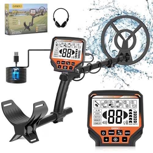 Type-C: OMMO Metal Detector for Adults, Rechargeable Metal Detector Professional Set, 6 Modes, 70-125 cm Adjustable Handle, IP68 10 Inch Waterproof Coil, High Accuracy, Outdoor Metal Detector