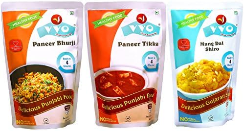 VVO Ready to eat Freeze Dried Punjabi Paneer Bhurji, Paneer Tikka & Mung dal shiro (Pack of 3)