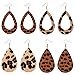 Lightweight Handmade Leaf Leather Earrings DIY Leopard Print Leather Earrings Teardrop Dangle for Women Girls