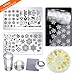 AIFAIFA Nail Stamping Plates Set, Nail Art Design Kits, 2 Nail Stamping Plates, 1 Stamper, 1 Scraper, DIY Manicure Tools (2 Christmas Plate + Stamper)
