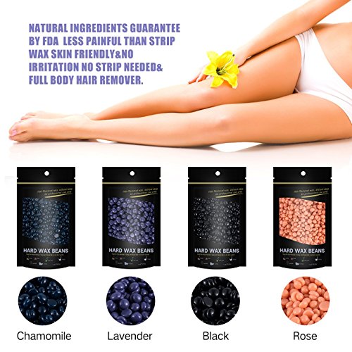 FitMaker Wax Warmer Hair Removal Kit, Professional Wax Heater Pot Self-Waxing Spa 4 Flavors Hard Wax Beans + 20 (Updated Version)