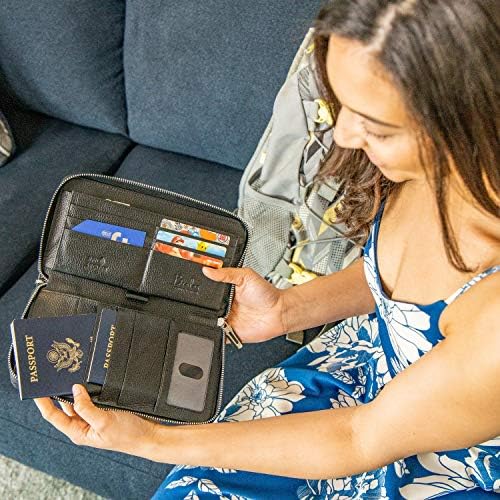 Brelox Travel Wallet Family Passport Holder - RFID Document Organizer for 4 5 6 passports - Genuine Leather - Blush Pink 2 Brelox Travel Wallet Family Passport Holder - RFID Document Organizer for 4 5 6 passports - Genuine Leather - Blush Pink