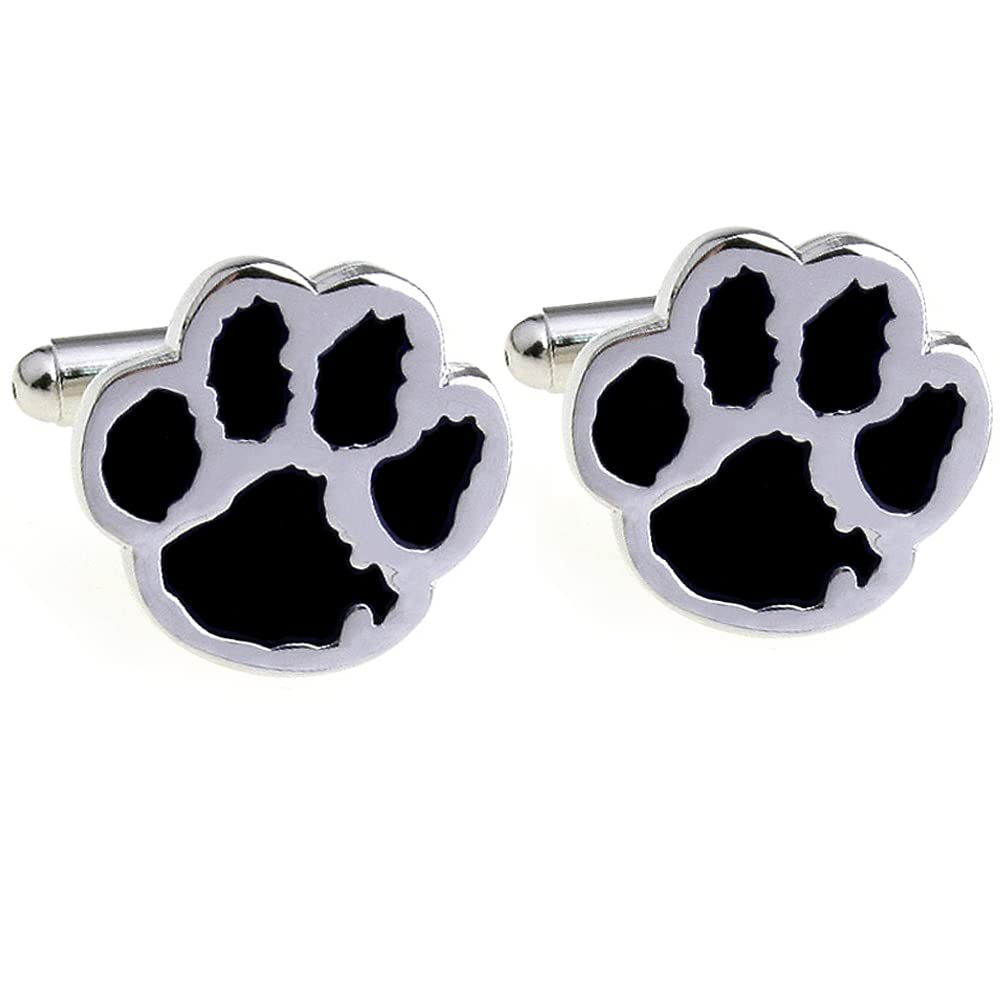 HONEY BEAR Footprints Bear's Paw Cufflinks for Mens Wedding Marriage Gift(Black)
